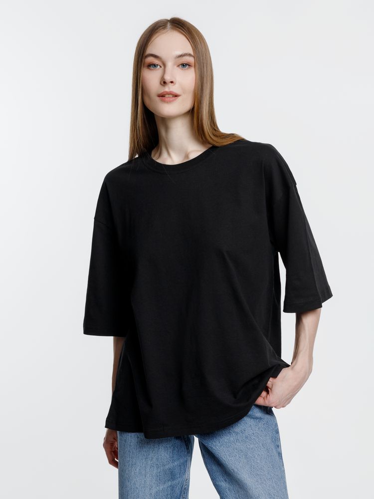 Футболка оверсайз унисекс Base Space, черная / Миниатюра модельного (1000)