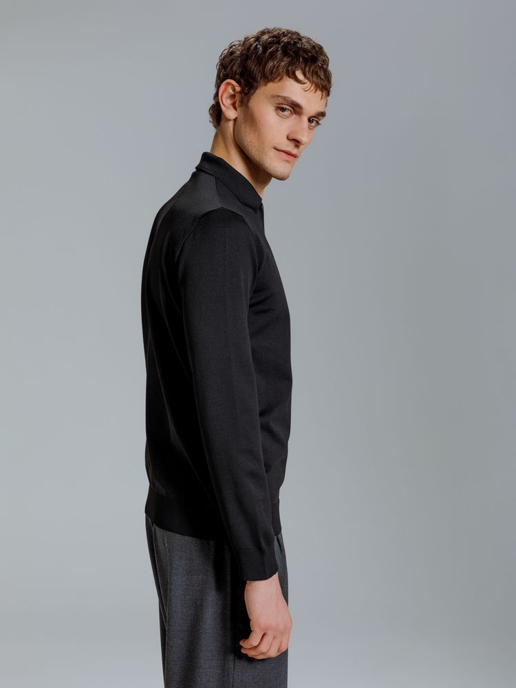 Рубашка поло мужская с длинным рукавом Terrazzo, черная / Миниатюра модельного (1000)