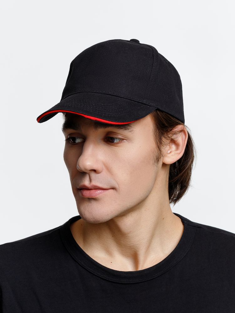 Бейсболка Long Beach, черная с красным / Миниатюра модельного (1000)