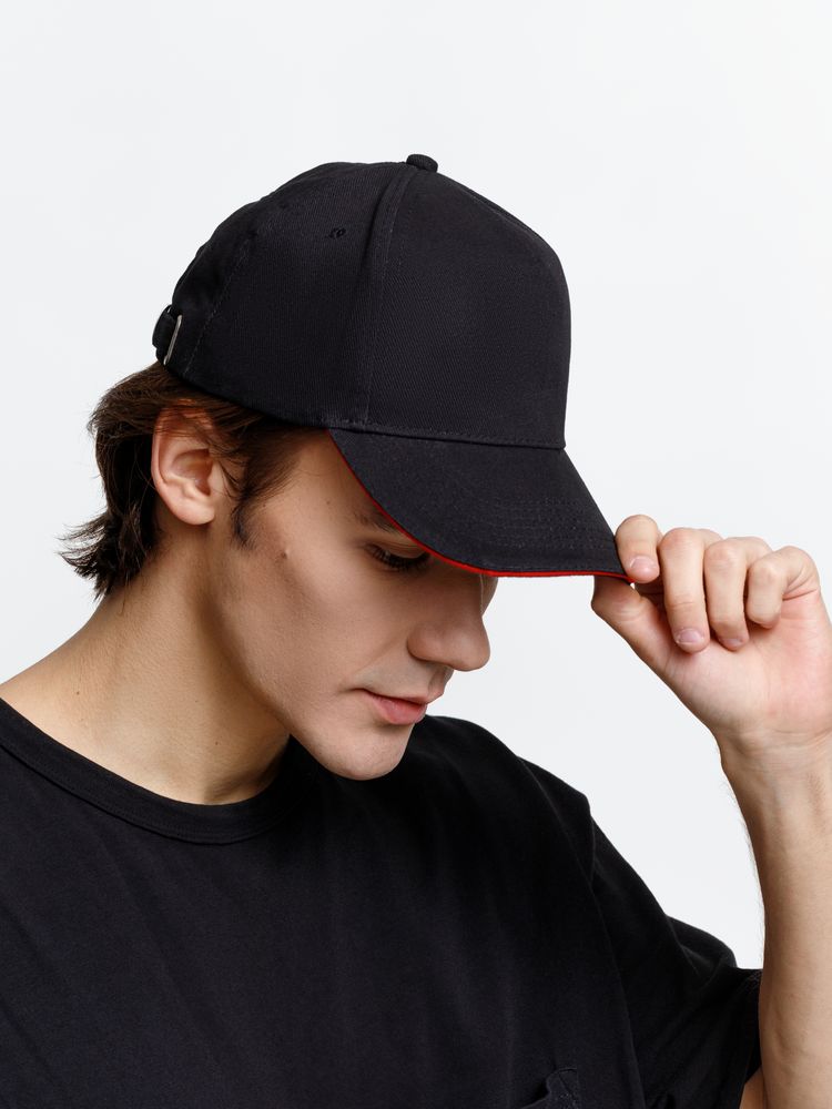 Бейсболка Long Beach, черная с красным / Миниатюра модельного (1000)