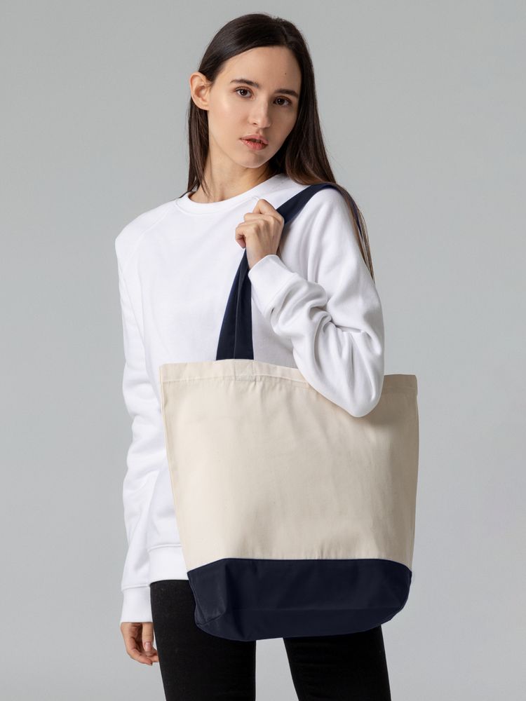 Холщовая сумка Shopaholic, темно-синяя / Миниатюра модельного (1000)