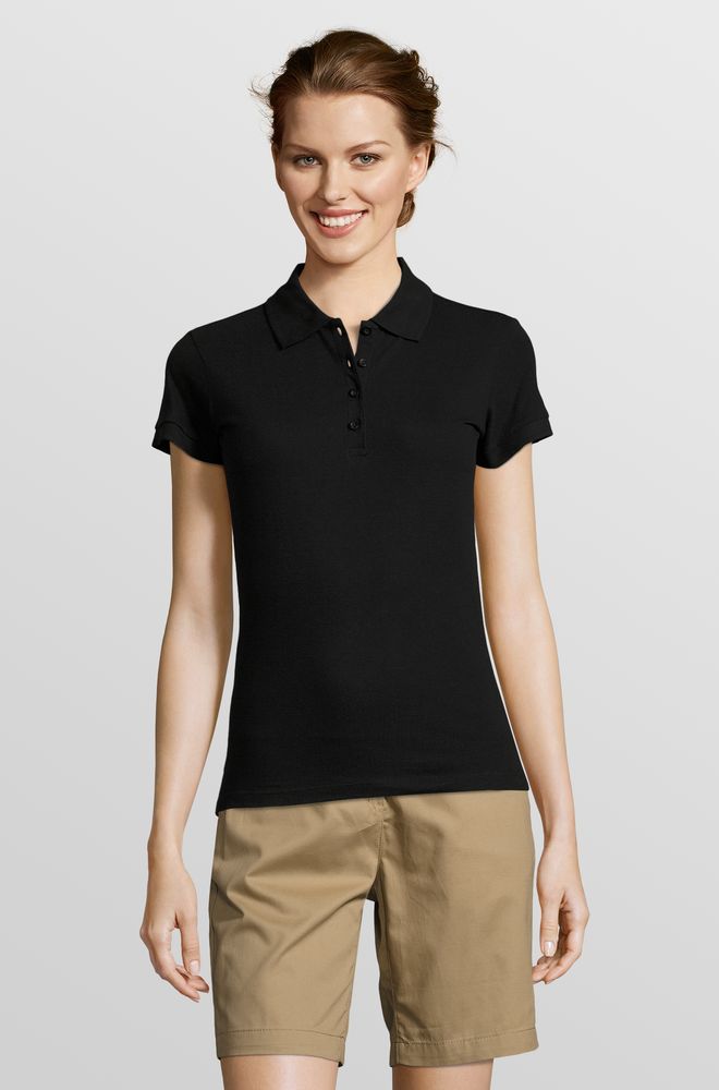 Рубашка поло женская People 210, черная / Миниатюра модельного (1000)