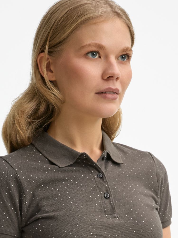 Рубашка поло женская Brandy Women, темно-серая с белым / Миниатюра модельного (1000)