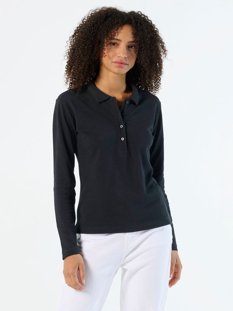 Рубашка поло женская с длинным рукавом Podium 210 темно-зеленая / Миниатюра имиджевого (1000)