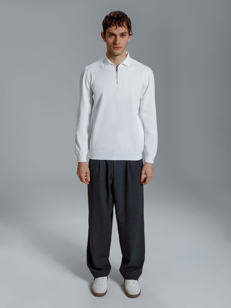 Рубашка поло мужская с длинным рукавом Terrazzo, белая / Миниатюра модельного (1000)