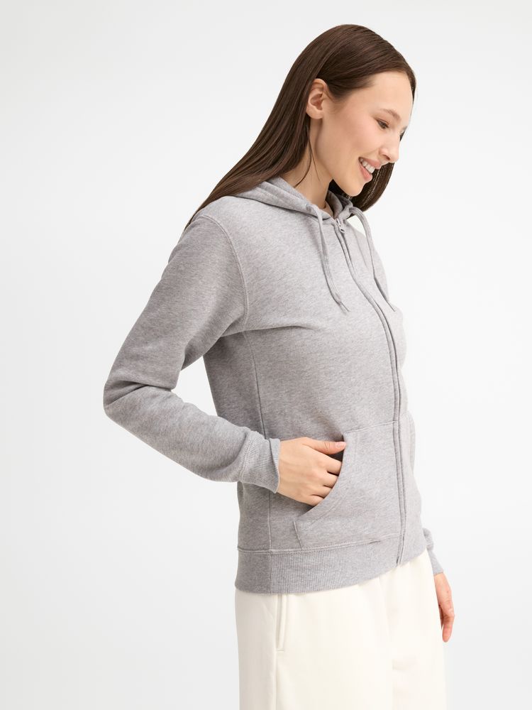 Толстовка женская на молнии с капюшоном Seven Women, серый меланж / Миниатюра модельного (1000)
