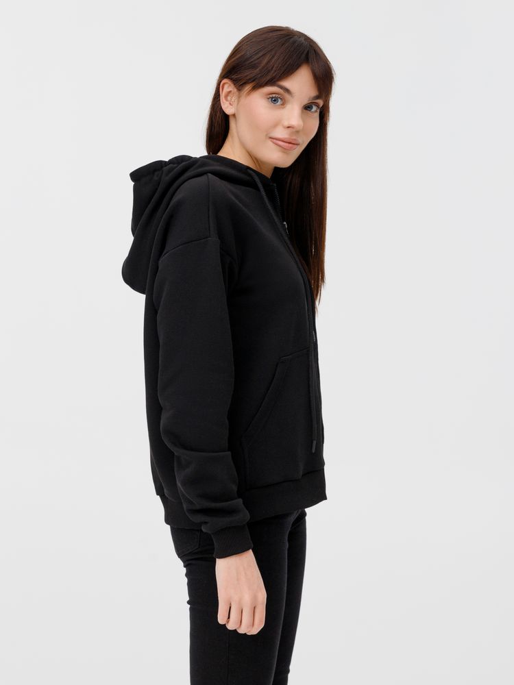 Толстовка унисекс оверсайз на молнии Zippy Terry, черная / Миниатюра модельного (1000)