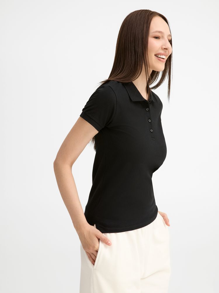 Рубашка поло женская People 210, черная / Миниатюра модельного (1000)