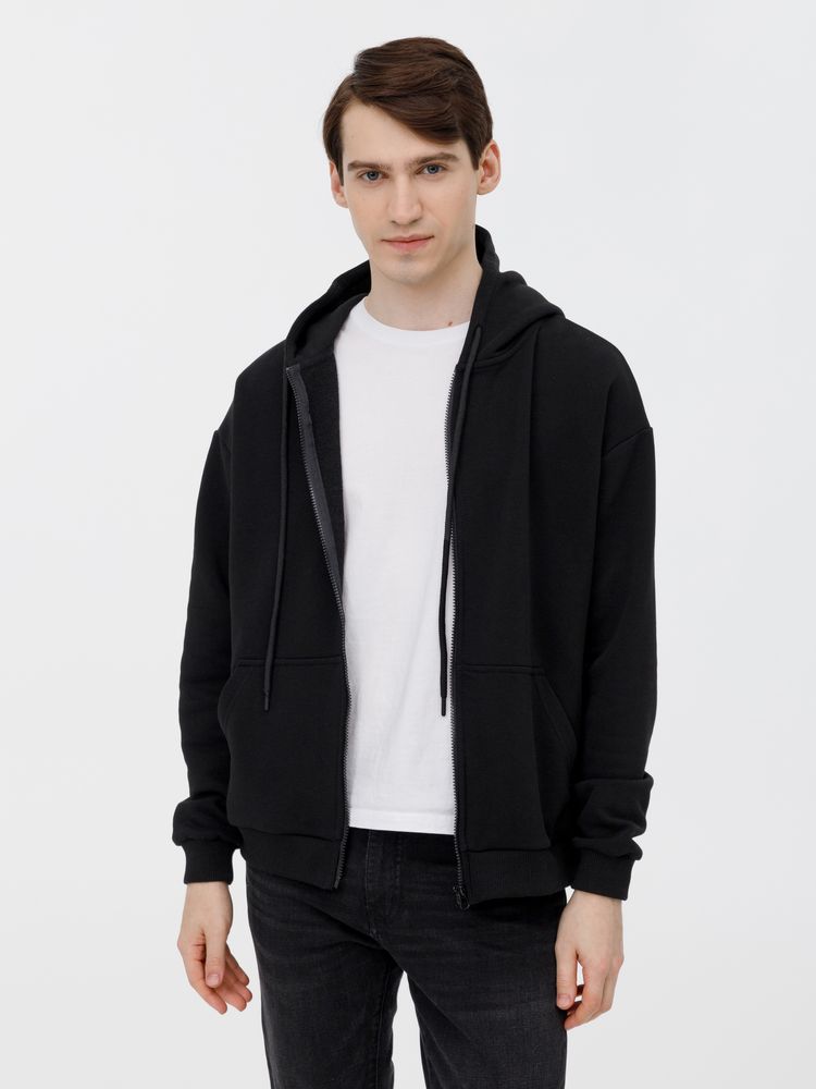 Толстовка унисекс оверсайз на молнии Zippy Terry, черная / Миниатюра модельного (1000)