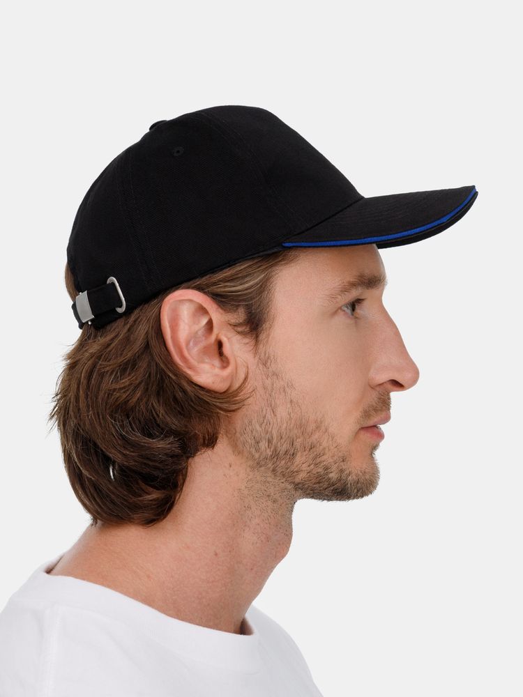 Бейсболка Long Beach, черная с ярко-синим / Миниатюра модельного (1000)