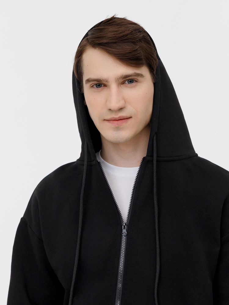 Толстовка унисекс оверсайз на молнии Zippy Terry, черная / Миниатюра модельного (1000)