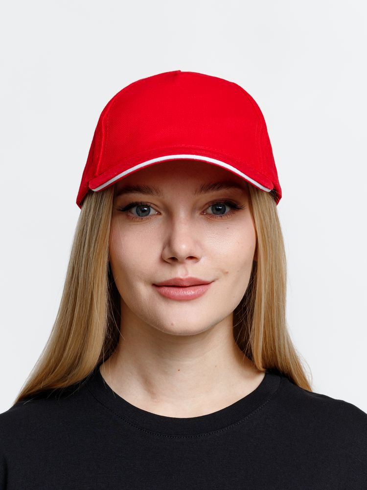 Бейсболка Long Beach, красная с белым / Миниатюра модельного (1000)