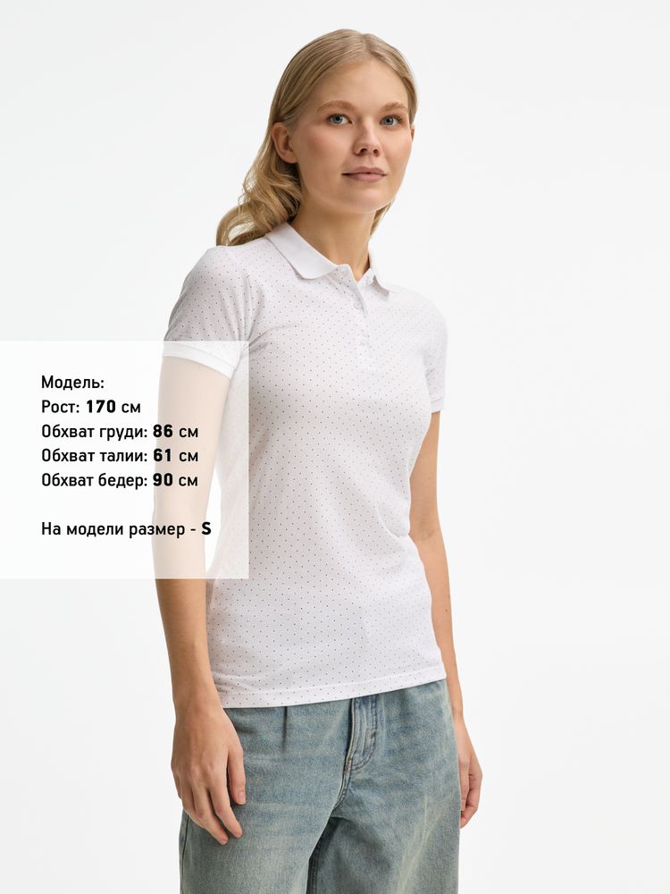 Рубашка поло женская Brandy Women, белая с темно-синим / Миниатюра модельного (1000)