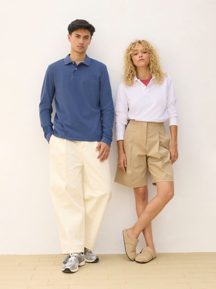 Рубашка поло унисекс с длинным рукавом Pacific LSL, синяя (джинс) / Миниатюра модельного (1000)