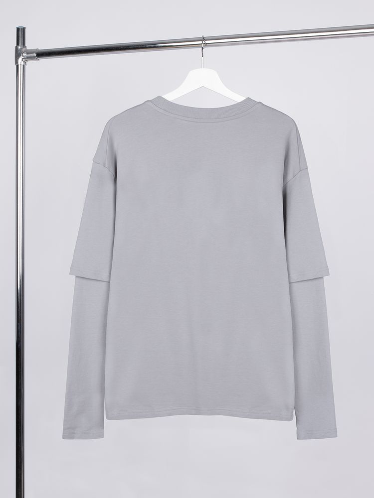 Футболка оверсайз с двойным рукавом Kosmos, светло-серая / Миниатюра WWW (1000)