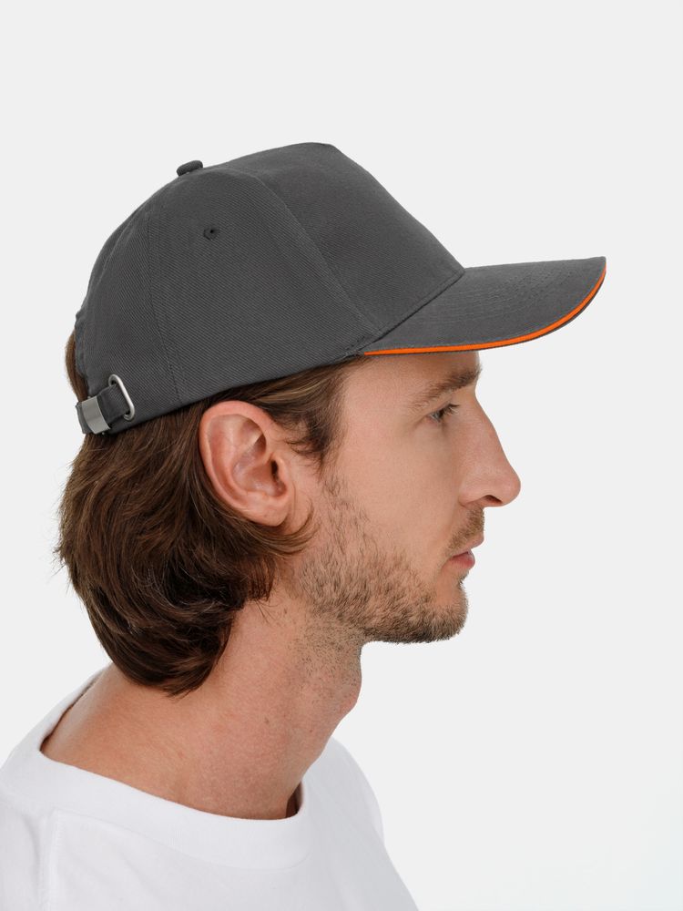 Бейсболка Long Beach, серая с оранжевым / Миниатюра модельного (1000)