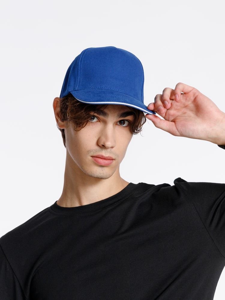 Бейсболка Classic, ярко-синяя с белым кантом / Миниатюра модельного (1000)