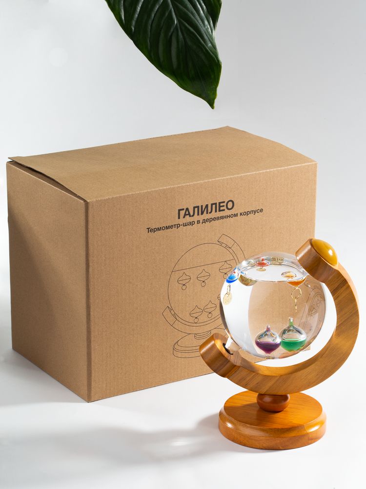 Термометр-шар «Галилео» в деревянном корпусе / Миниатюра имиджевого (1000)