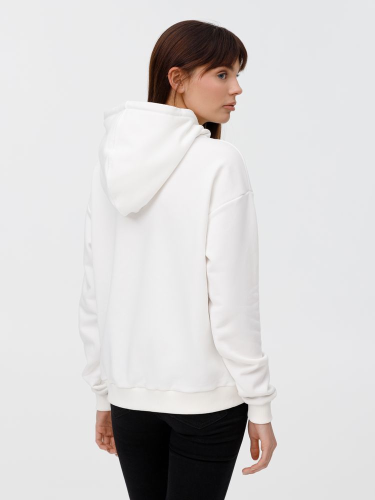 Толстовка унисекс оверсайз на молнии Zippy Terry, белая / Миниатюра модельного (1000)