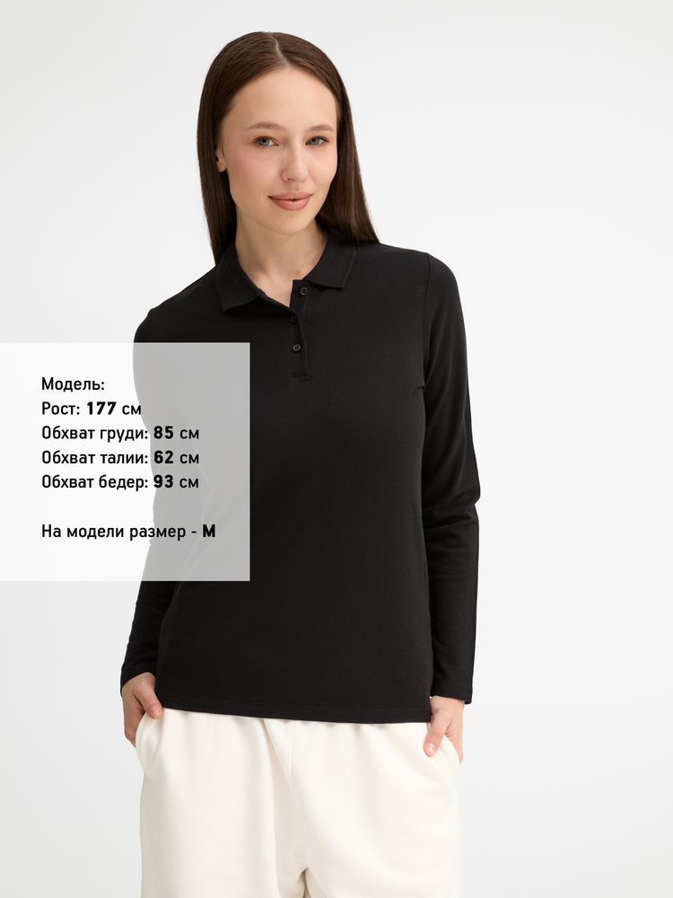 Рубашка поло женская с длинным рукавом Perfect LSL Women, черная / Миниатюра модельного (1000)
