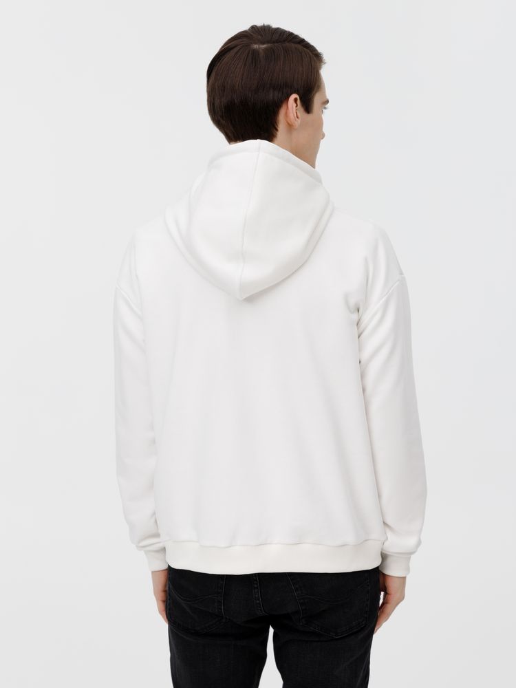 Толстовка унисекс оверсайз на молнии Zippy Terry, белая / Миниатюра модельного (1000)