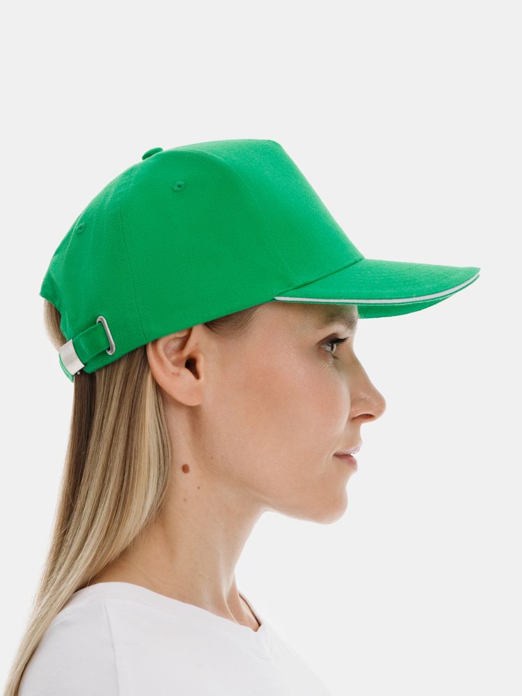 Бейсболка Long Beach, ярко-зеленая с белым / Миниатюра модельного (1000)