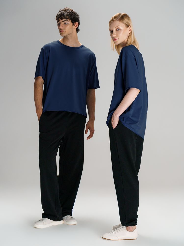 Футболка оверсайз унисекс Vozduh, темно-синяя / Миниатюра модельного (1000)