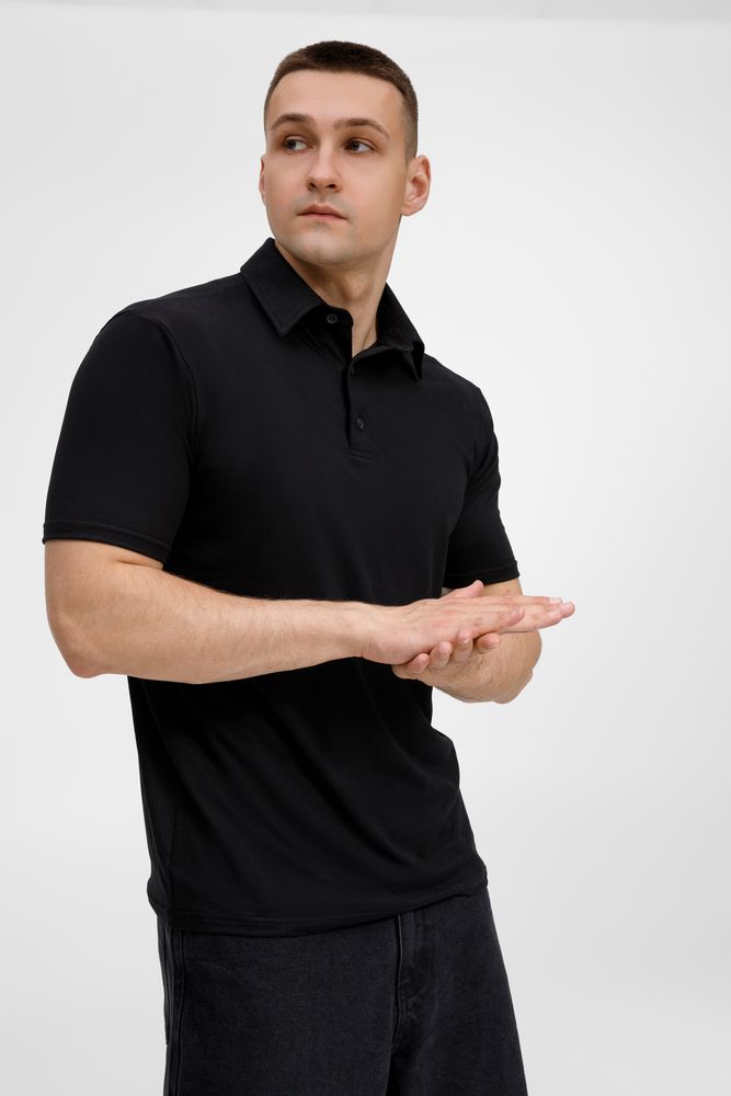 Рубашка поло унисекс Senti, черная / Миниатюра модельного (1000)