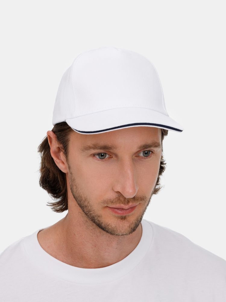 Бейсболка Long Beach, белая с темно-синим / Миниатюра модельного (1000)