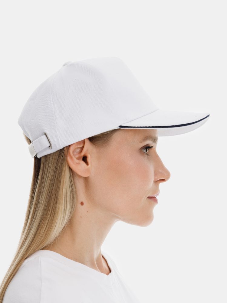 Бейсболка Long Beach, белая с темно-синим / Миниатюра модельного (1000)