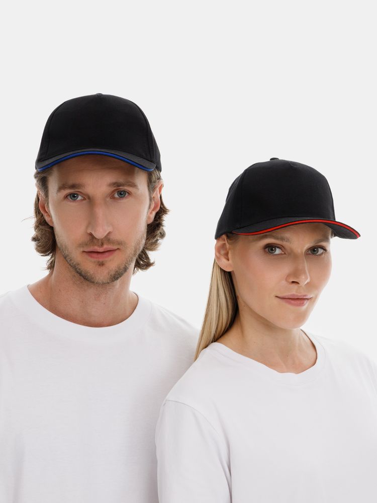 Бейсболка Long Beach, черная с ярко-синим / Миниатюра модельного (1000)