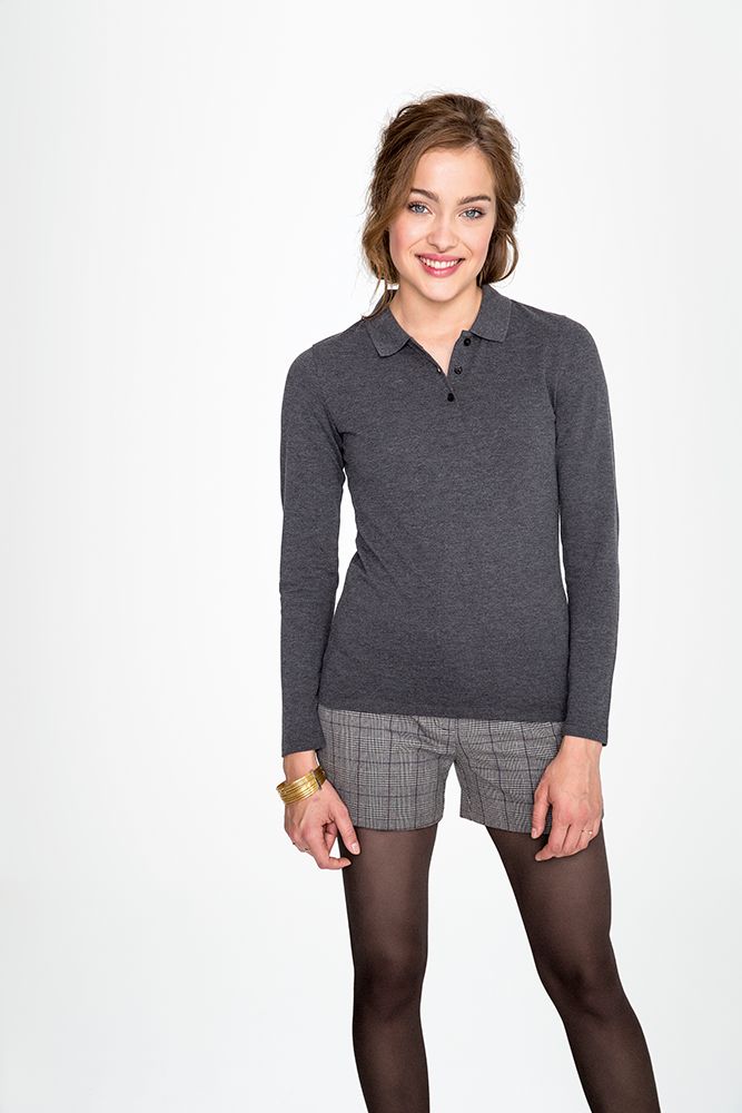 Рубашка поло женская с длинным рукавом Perfect LSL Women, темно-синяя / Миниатюра WWW (1000)