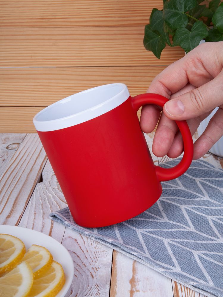 Кружка StopSpot с покрытием софт-тач, красная / Миниатюра имиджевого (1000)