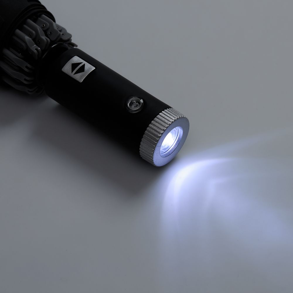 Зонт обратного сложения Norsken с фонариком, черный / Миниатюра WWW (1000)