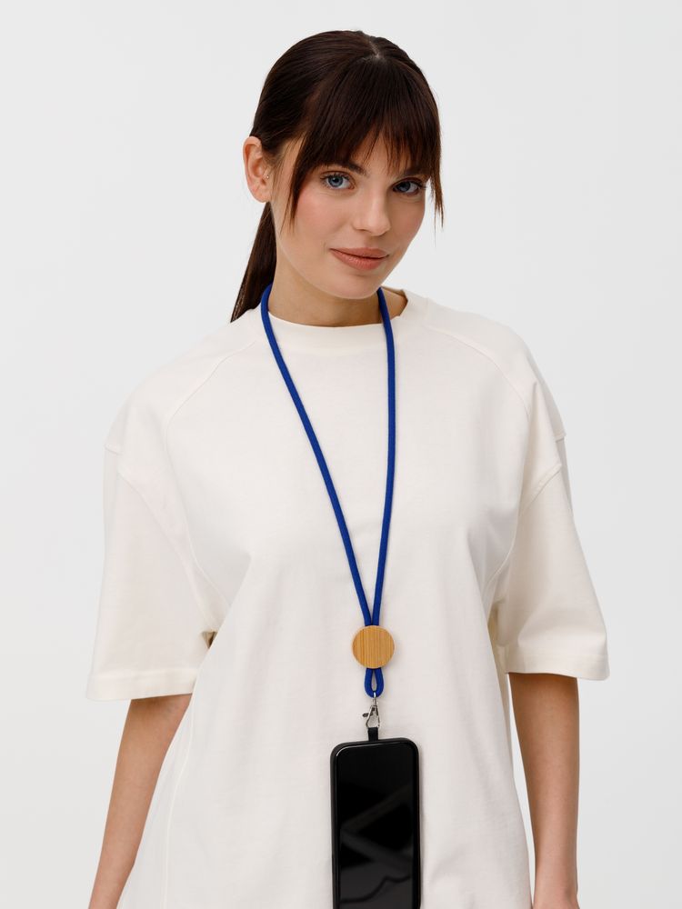 Шнурок для бейджа Tube Wood, синий / Миниатюра WWW (1000)