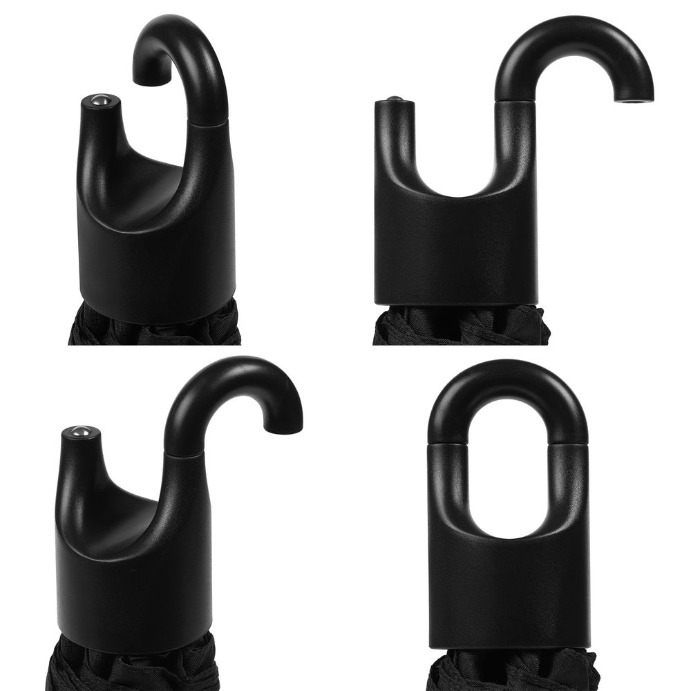 Зонт складной Clevis с ручкой-карабином, черный / Миниатюра WWW (1000)