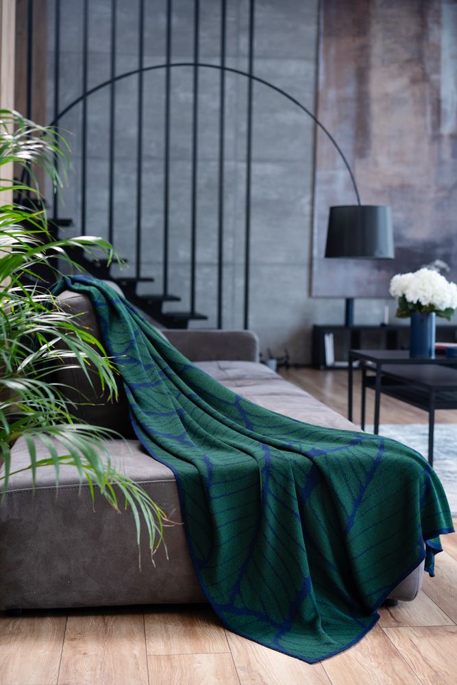 Плед In Leaf, синий с зеленым / Миниатюра WWW (1000)