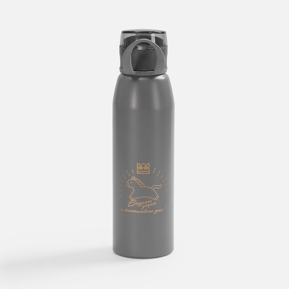 Бутылка для воды Billy Gym, матовая серая / Миниатюра нанесения (1000)