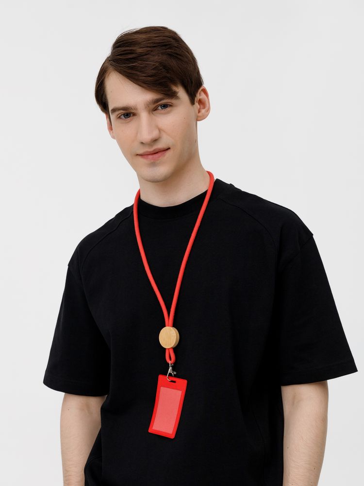 Шнурок для бейджа Tube Wood, красный / Миниатюра WWW (1000)