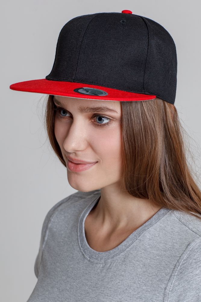 Бейсболка Ben Hope с прямым козырьком, черная с красным / Миниатюра WWW (1000)