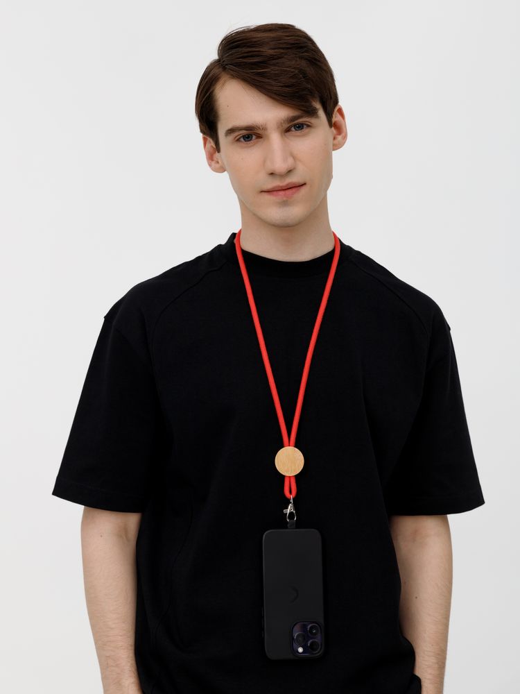 Шнурок для бейджа Tube Wood, красный / Миниатюра WWW (1000)