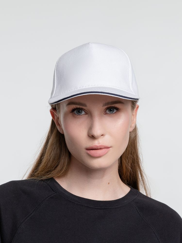 Бейсболка Classic, белая с темно-синим кантом / Миниатюра WWW (1000)