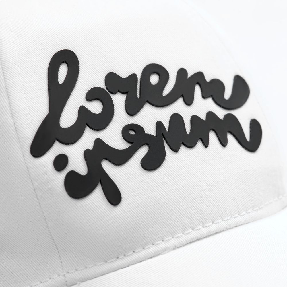 Бейсболка Canopy, белая с темно-синим кантом / Миниатюра нанесения (1000)