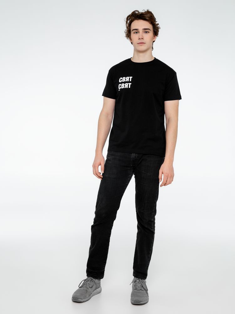 Футболка «Свят-свят» со светящимся принтом, черная / Миниатюра WWW (1000)