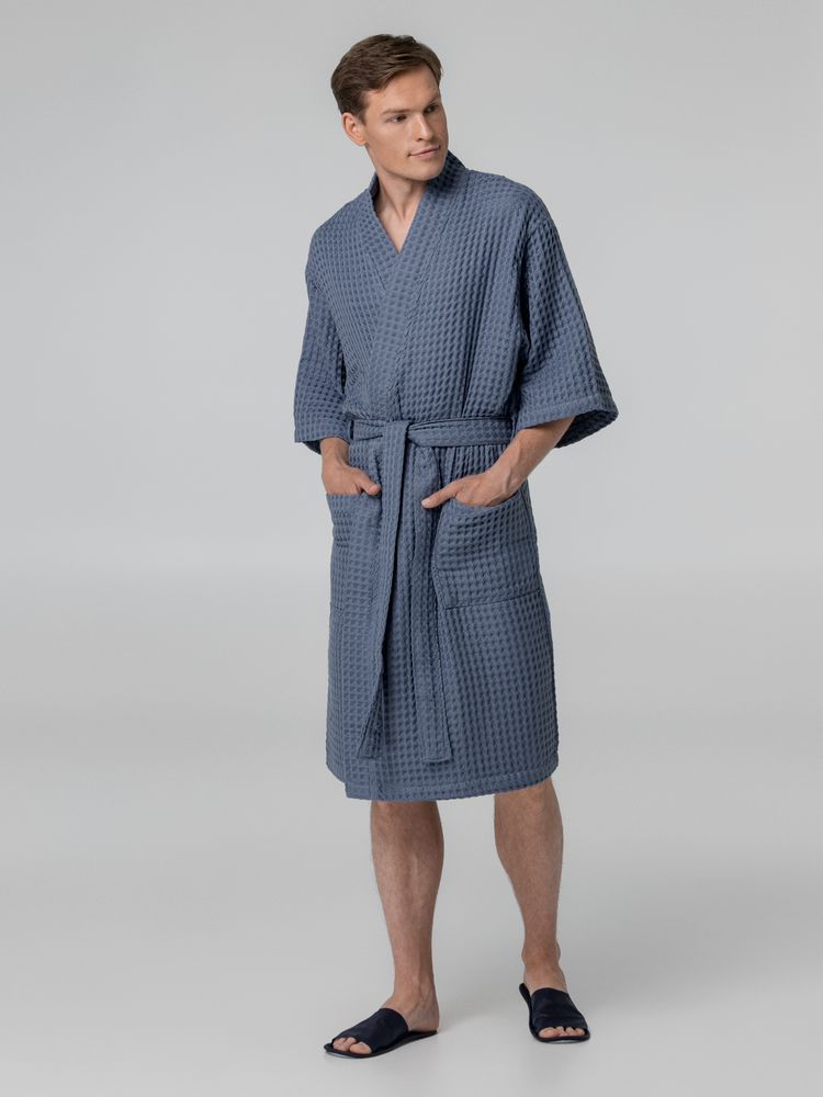 Халат вафельный мужской Boho Kimono, темно-синий (графит) / Миниатюра WWW (1000)