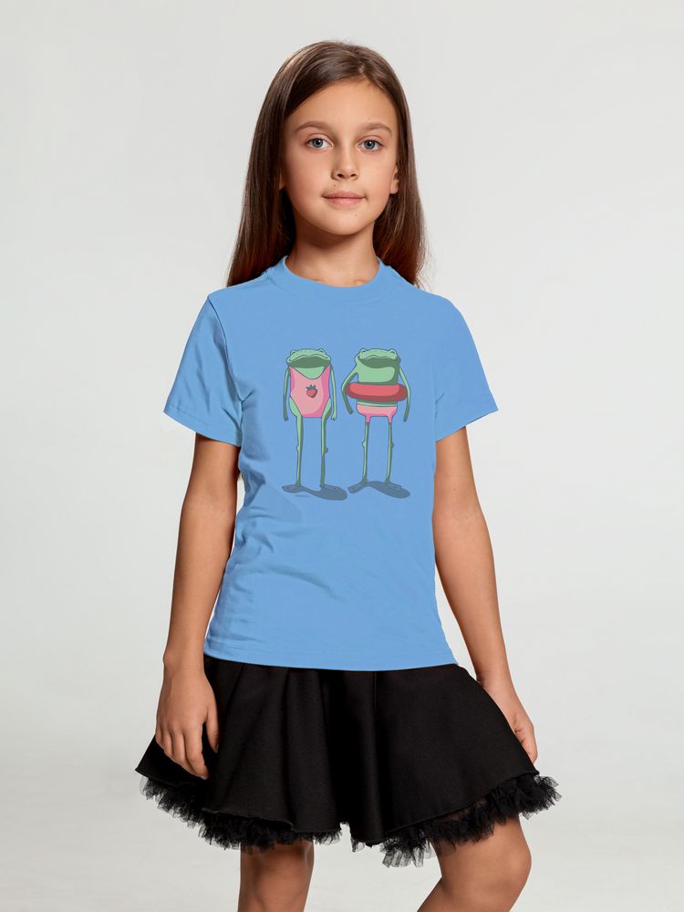 Футболка детская «Лягушата на пляже», голубая / Миниатюра WWW (1000)