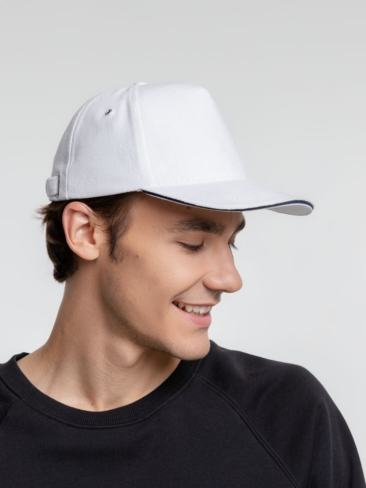 Бейсболка Classic, белая с темно-синим кантом / Миниатюра WWW (1000)