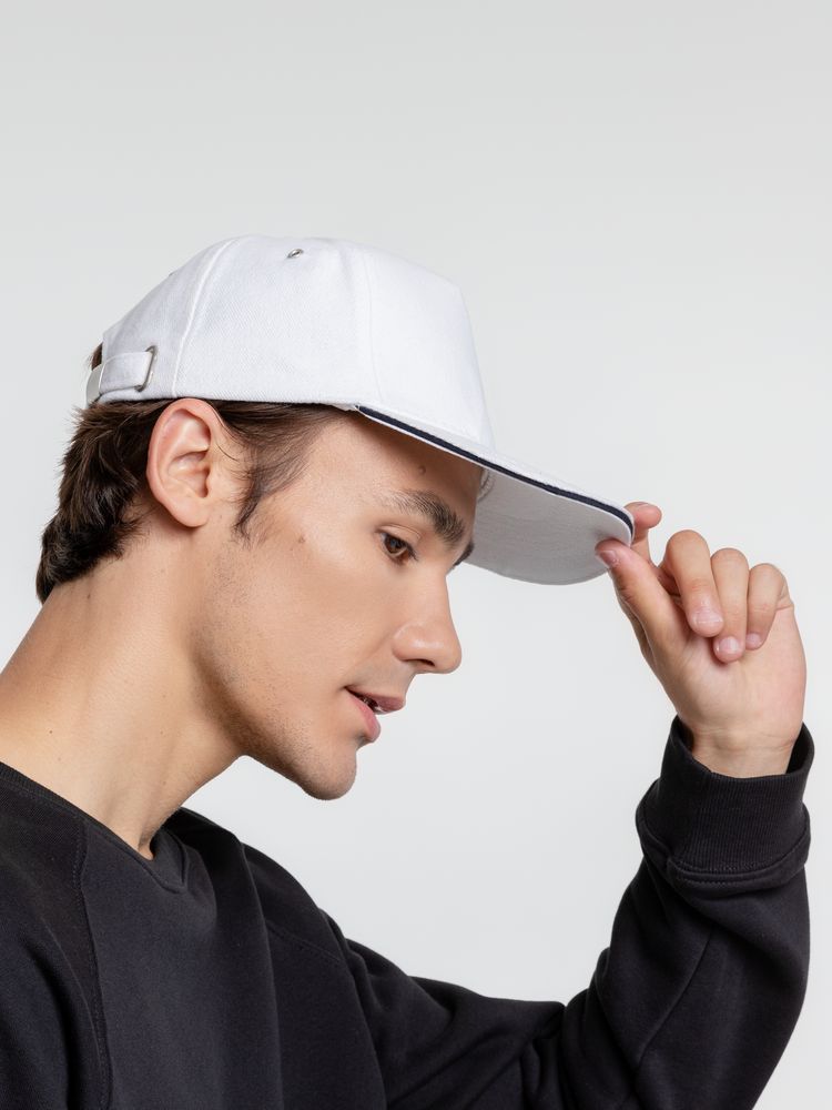 Бейсболка Classic, белая с темно-синим кантом / Миниатюра WWW (1000)