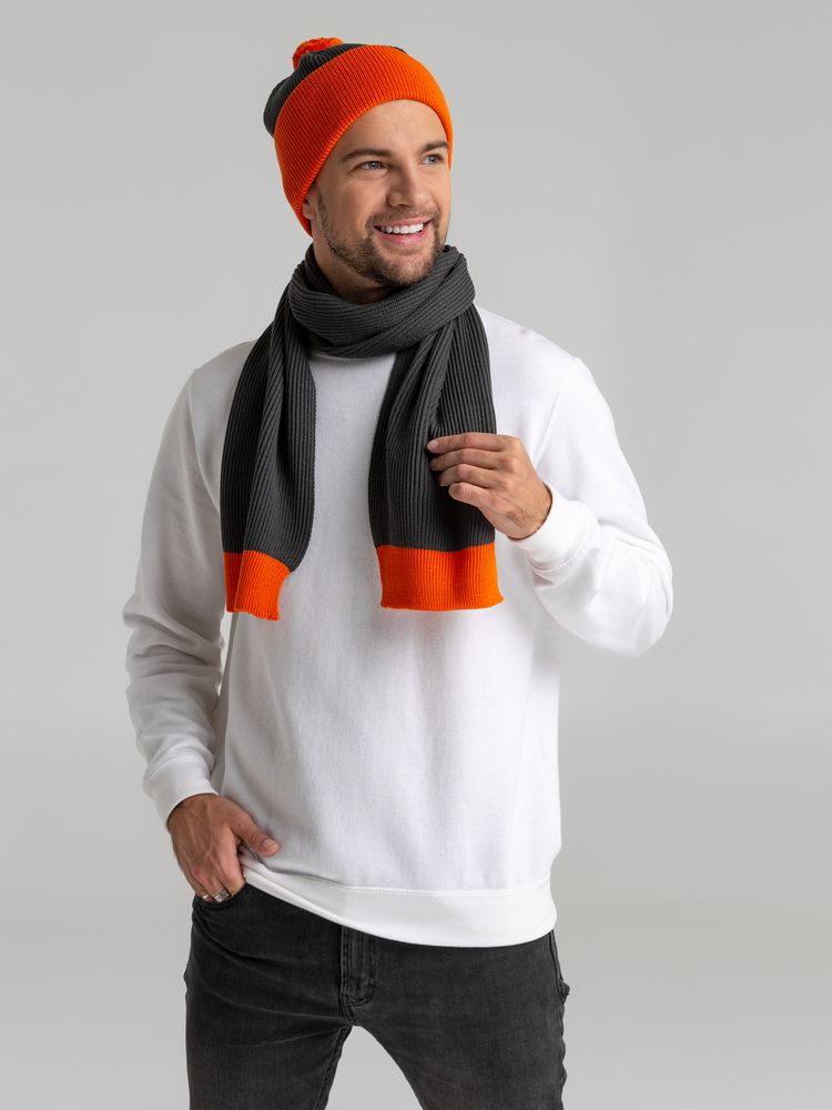 Шарф Snappy, темно-серый с оранжевым / Миниатюра WWW (1000)