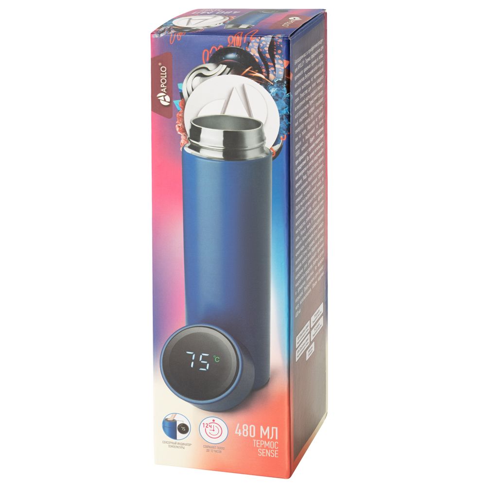 Термос с индикатором температуры Sense, синий / Миниатюра WWW (1000)